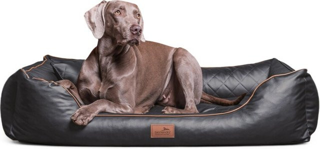 Tierlando LOUIS Orthopädisches Hundebett aus gestepptem Kunstleder in Schwarz/Graphit mit herausnehmbarem Bezug und rutschfester Unterseite, B/T/H: 80 x 60 x 22 cm - Bild 1