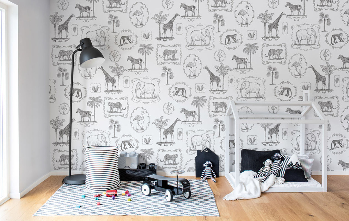 Rebel Walls Wandtattoo Animal Party in Schwarz und Weiß für Kinderzimmer - Bild 3