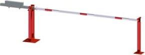 Schake Wegeschranken 6m mit festem Auflagestützeverschluß, überflur, verzinkt und beschichtet, Höhe: 95 cm, Farbe: rot - Bild 1