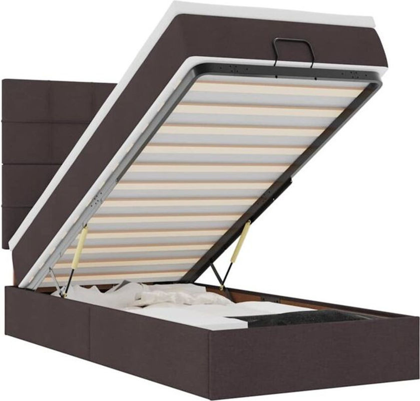 vidaxl Ottoman Polsterbett mit Matratze in Braun aus Stoff, B/T: 100 x 200 cm - Bild 1