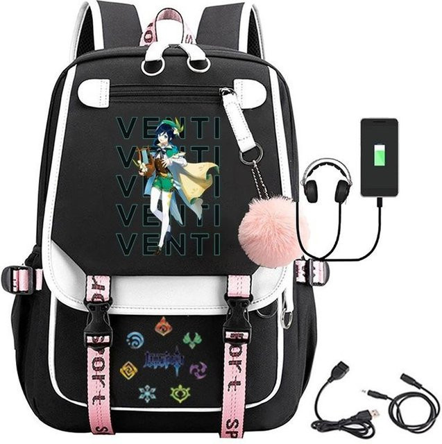 3-teiliges Schulrucksack-Set für Schüler in Schwarz aus Oxford-Stoff mit großem Fassungsvermögen inklusive Schultergurt und Federmäppchen - Bild 1