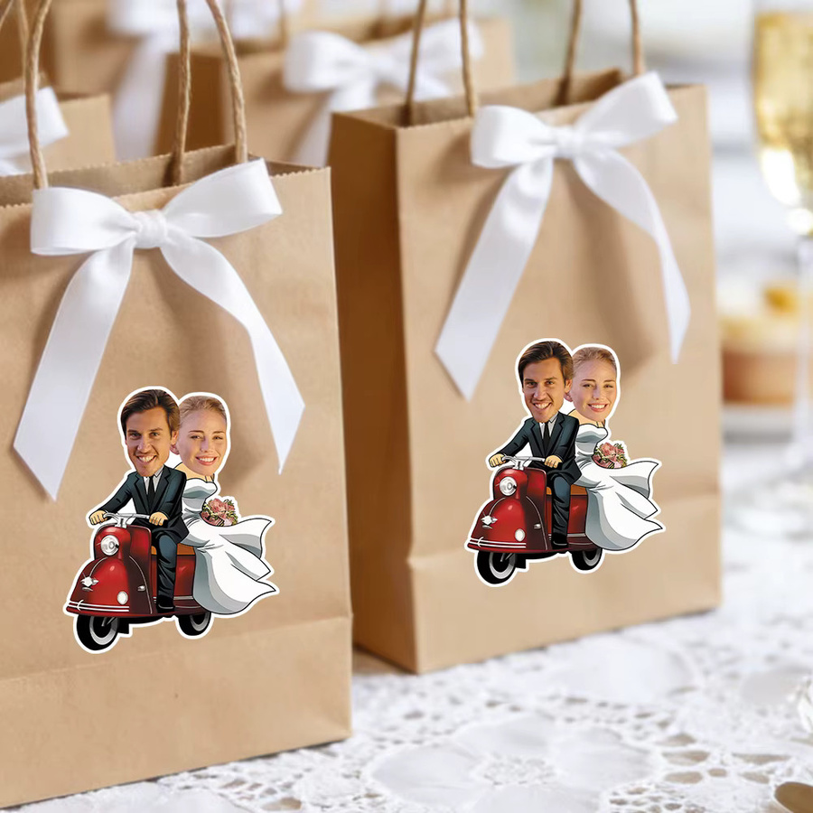 WEIGAO Personalisierte Gesichtsaufkleber für Hochzeitsgeschenke und Verlobungsfeiern, bunte Fotoaufkleber für deine Hochzeitsdekoration - Bild 3