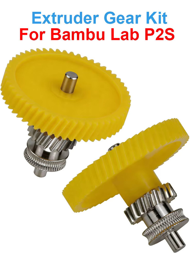 Bambu Lab P2S Extruder-Getriebesatz aus vernickeltem gehärtetem Stahl in Silber - Bild 2