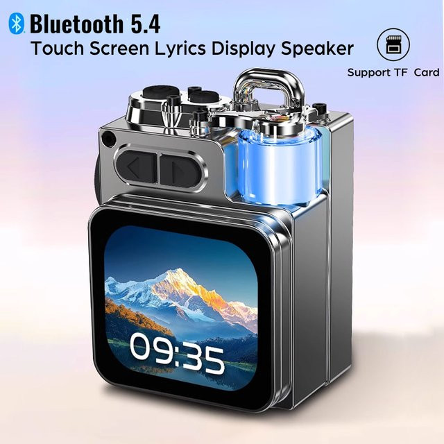 JINSERTA Bluetooth Lautsprecher mit Smart Touch Screen, tragbarer Mini Audio Player in Schwarz mit App-Steuerung und Freisprechfunktion - Bild 1