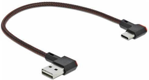 Delock USB 2.0 Kabel mit USB-A und USB-C Stecker in Schwarz mit vergoldeten Steckkontakten, Länge: 0,20 m - Bild 1