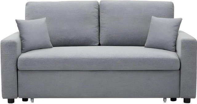 Schlafsofa Vente-unique Inizor in Hellgrau mit Ausziehfunktion und Armlehnen - Bild 1