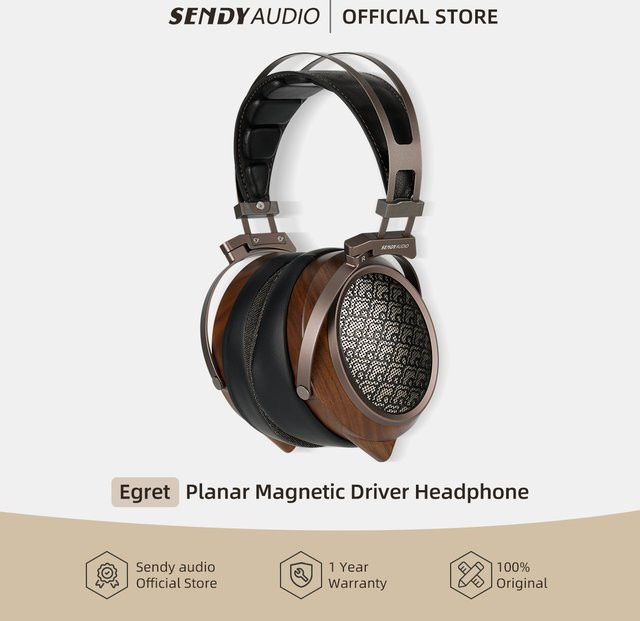Sendy Audio Egret Kabelgebundene HiFi-Holzkopfhörer mit Planar-Magnet-Treibern in Braun - Bild 1