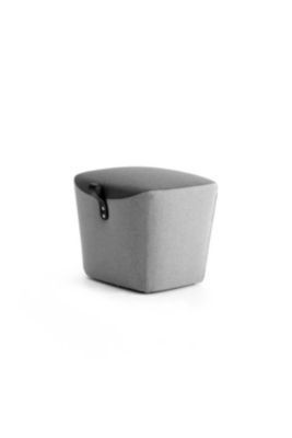 Leyform Hocker mit schwarzem Ledergriff und zweifarbigem Stoffbezug in Dunkelgrau/Hellgrau, B/T/H: 52 x 44 x 44 cm - Bild 1
