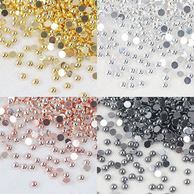 Zhou Nailart Metall-Halbkugeln Nagelnieten, Gold & Silber, 1000 Stück - Bild 1