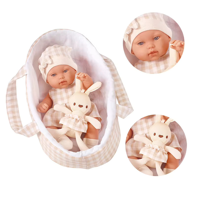 dearbei Babypuppe mit Kleidung, süßer Hase mit Schlafkorb, Bebe Reborn Puppe - Bild 2