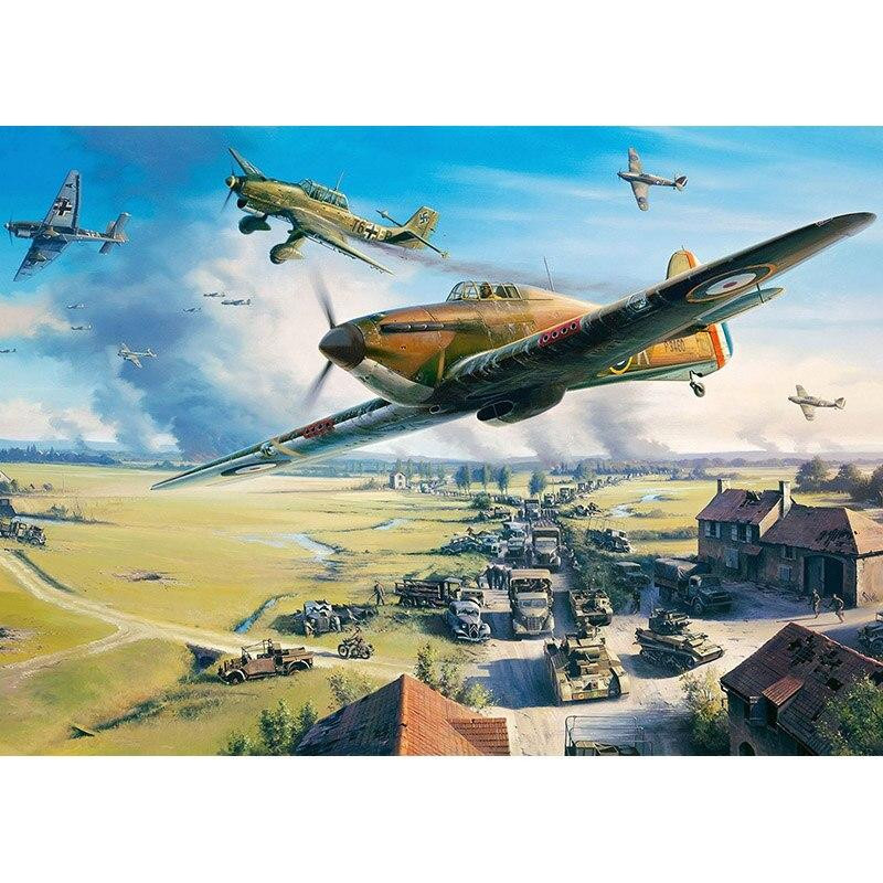 5D DIY Diamantmalerei Flugzeug Kämpfer als Kreuzstich-Stickerei mit Vollrunden Bohrer, B/H: 40 x 50 cm - Bild 1