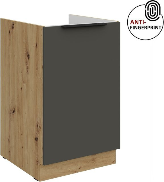 Küchen Spülenschrank ARIA in Graphite matt mit Anti-Fingerprint-Beschichtung, Breite: 50 cm - Bild 1
