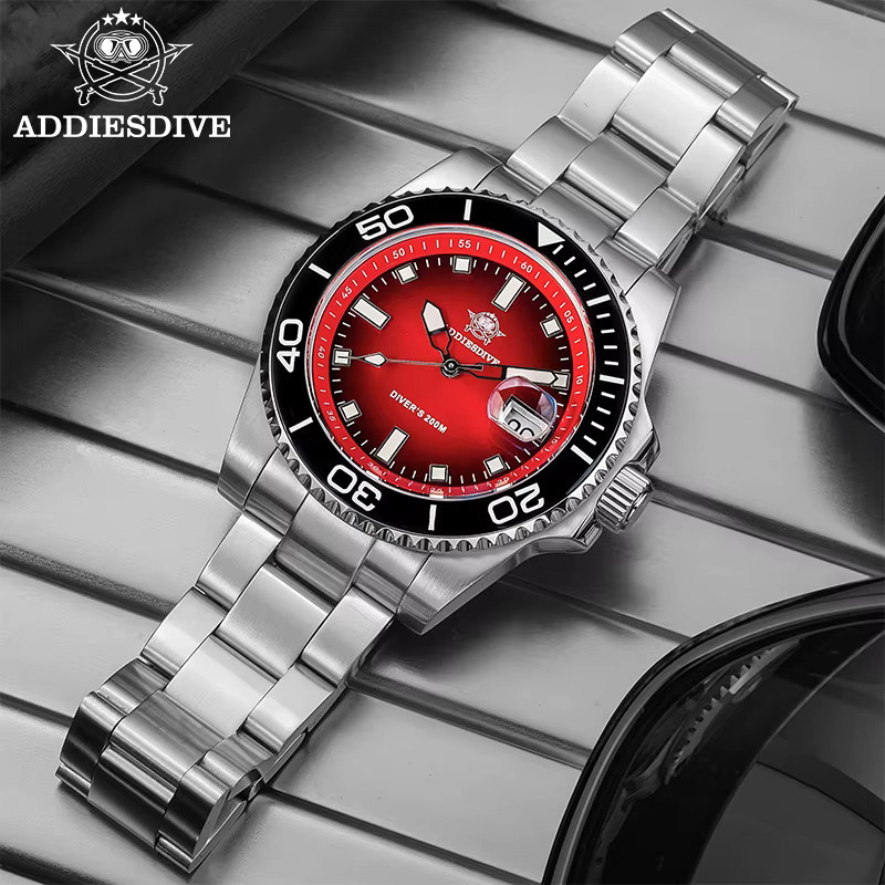 ADDIESDIVE Armbanduhr, Quarz, Edelstahl, 20 ATM, Herren, Schwarz - Bild 3