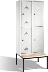 C+P Doppelstockspind Classic mit Sitzbank, 4 Fächer, Lichtgrau, H: 209 cm, B: 81 cm, T: 50 cm/81,5 cm - Bild 1