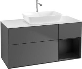 V&B Waschtischunterschrank Finion in Anthrazit mit Regal, Breite: 120 cm, Tiefe: 50,1 cm, Höhe: 50,1 cm - Bild 1