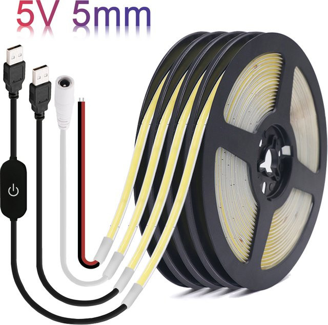 XUNATA COB-LED-Streifen USB dimmbar RGB Multicolour und Weiß linearer Lichtstreifen 5V - Bild 1
