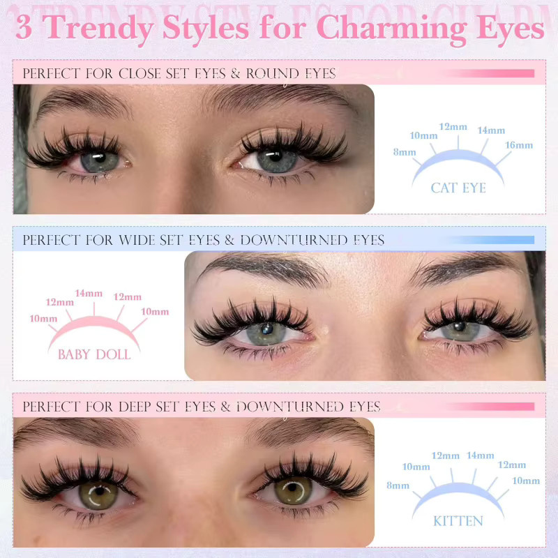 QUEENICE Manga Lash Wispy Anime Wimpernverlängerungen, 8-16mm, D-Curl - Bild 2
