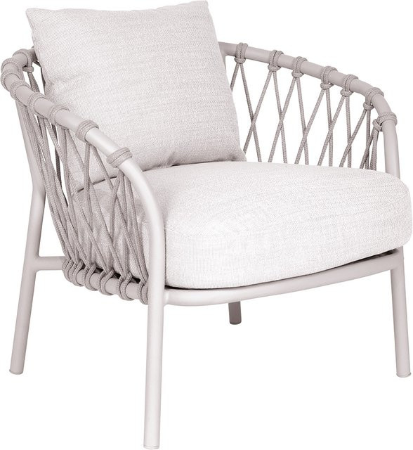 Stern Sessel Klea Lounge aus Aluminium in Greige mit Kordel und Kissenset in Vanilla - Bild 1