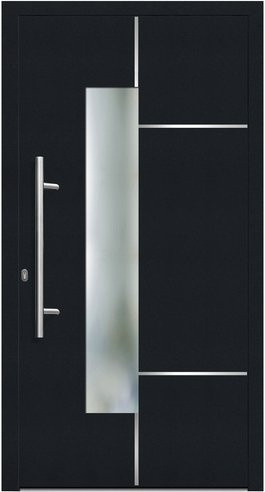 KNOCK Flügelüberdeckende Kunststoff-Haustür Terra mit Glaseinsatz, Anthrazit-Grau, B: 110 cm, H: 210 cm - Bild 1