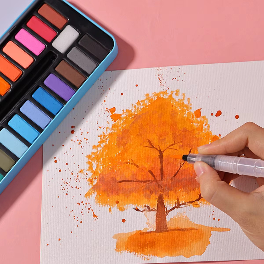 Tragbare Eisenbox mit Aquarellfarben-Set in Multicolour für Kunst und Handzeichnungen - Bild 2