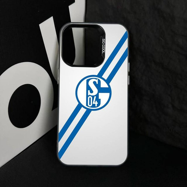 S-Schalke 04 mattierte Handyhülle für iPhone 17 16 15 14 13 12 11 Pro Max Plus X Xs XR in Silber von mart21-2 - Bild 1