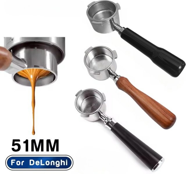 Ungefilterter Siebträger Filterkorb 51mm für Delonghi EC680 EC685 Espresso Maschinen aus Edelstahl - Bild 1