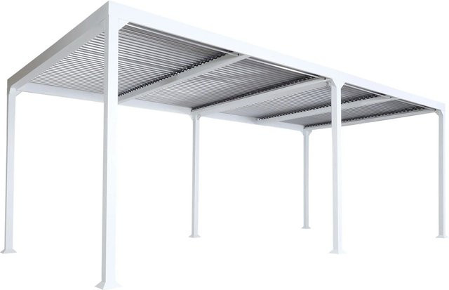 BERLINLODGE Alu Pergola Lamellen-Pavillon Terrassenüberdachung Weiß, H x B x T: 224 x 600 x 300 cm - Bild 1