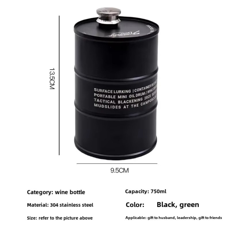 GO PEAK Outdoor tragbarer zylindrischer Topf aus 304 Edelstahl, Schwarz, 750 ml - Bild 3