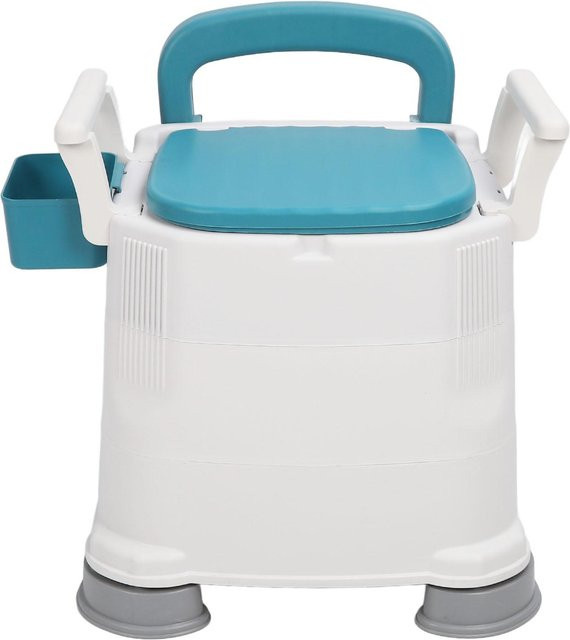 Nensit Tragbare Toilette mit abnehmbaren Armlehnen und verstellbarer Höhe, rutschfester PU-Sitz, Blau/Weiß - Bild 1