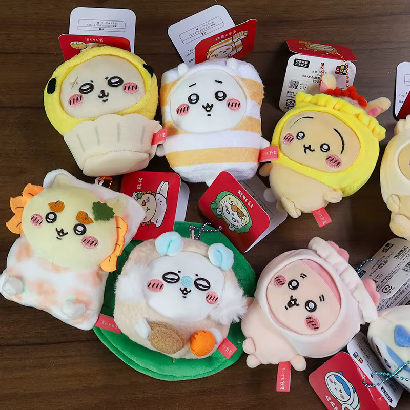 Bandai Jiyi Cartoon Teegetränke-Serie Hachiware Usagi Momonga Plüschtier Taschenanhänger, Puppe, Schlüsselanhänger - Bild 1