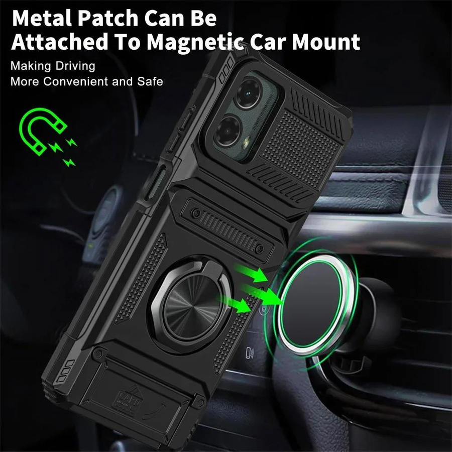 Motorola Edge 50 Pro Schutzhülle mit rotierbarem Ring-Ständer und Brieftaschen-Funktion in Schwarz - Bild 3