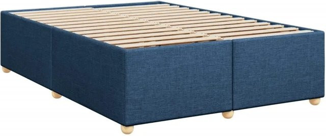 vidaXL Bettgestell aus Kiefernholz und Stoff in Blau, B/T/H: 140 x 190 x 46 cm - Bild 1