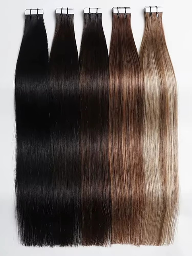 mayfive Tape-In-Haarverlängerungen Echthaar, Schwarz, gerade, 50 g - Bild 7