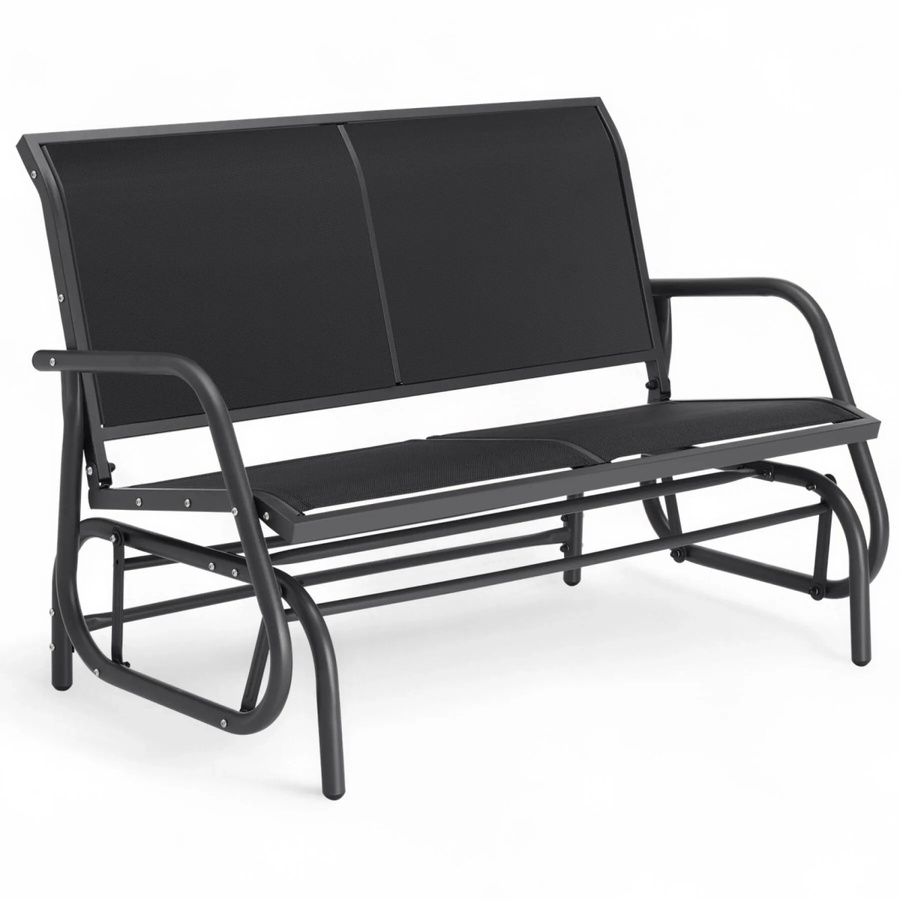 tectake Schaukelbank Greta 2-Sitzer mit atmungsaktivem Textilene-Kunststoffgewebe in Schwarz, B/T/H: 121 x 72 x 86,5 cm - Bild 2