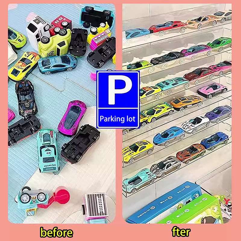 JINHF Staubdichte Acryl Auto Display Box zur Wandmontage für Spielzeugautos, Transparent - Bild 4