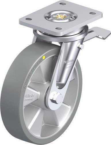 Blickle Lenkrolle LO-ALTH 200K-ST-AS mit Feststeller in Silber und Grau, Rad-Durchmesser: 200 mm, Tragfähigkeit: 800 kg - Bild 1