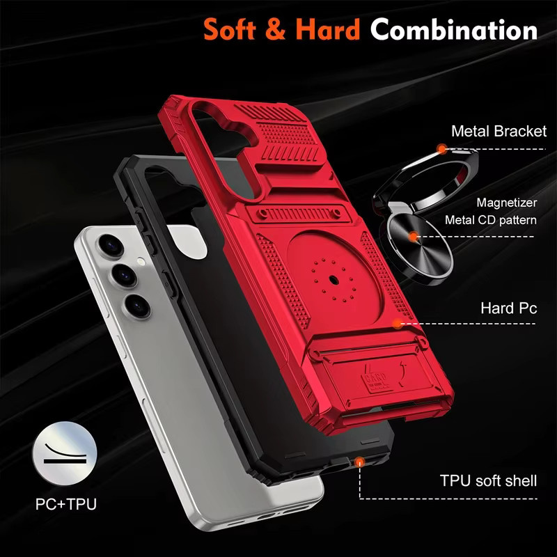 Samsung Galaxy A57 A56 A55 A36 A35 A26 A25 A16 A15 A14 5G Hülle mit Kartenfach, Armor-Schutz und Magnetring-Ständer in Grün - Bild 2