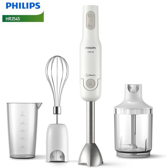 Philips Standmixer HR2545/00 Multifunktionaler Handmixer mit Schneebesen und Hackaufsatz in White - Bild 1