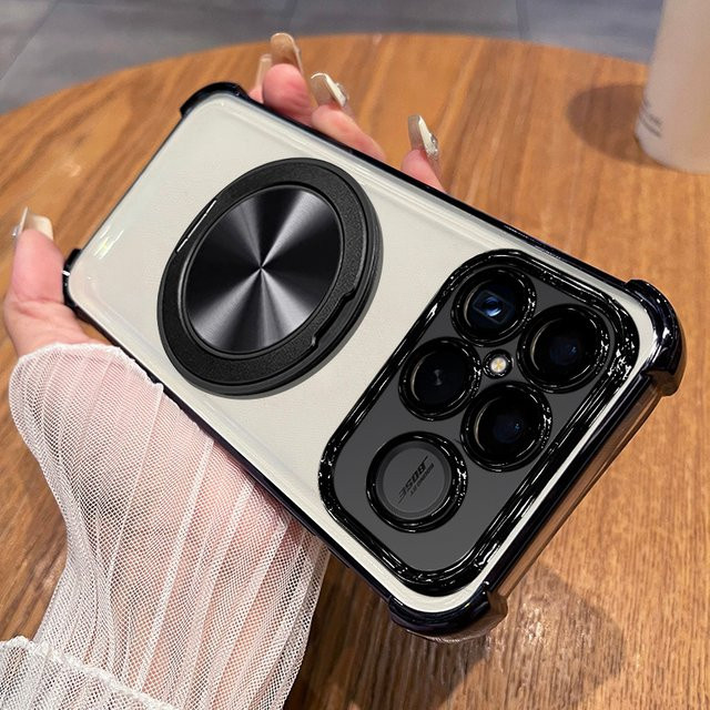 Transparentes Luxus-Schutzcase mit drehbarer Halterung für Xiaomi Poco F8 Ultra, F7 und X7 Pro in Lila - Bild 1