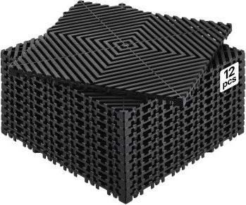 VEVOR Modulare Drainagematte Set, 12 Stück ineinandergreifende Bodenmatten, Schwarz, B/B: 31 x 31 cm - Bild 1