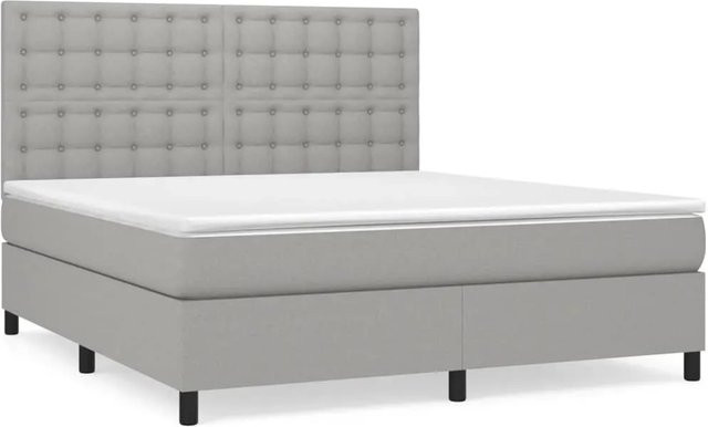 vidaXL Boxspringbett mit Matratze Hybrid-Design in Hellgrau, B/T: 180 x 200 cm - Bild 1