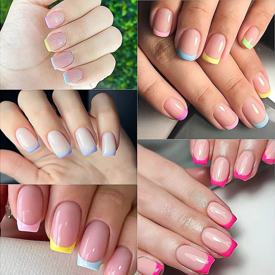 MAFANAILS Kunstnägel, kurz, quadratisch, Ballerina, bunt, glänzend, 240/120 Stück - Bild 4