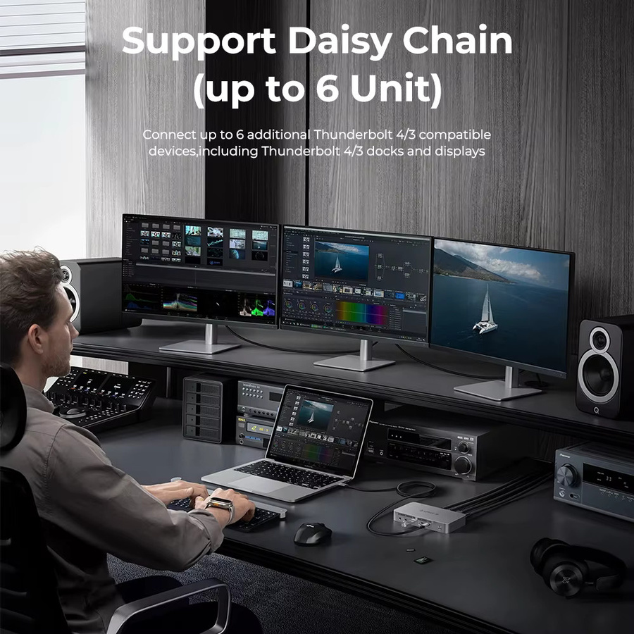 ORICO 12 in 1 USB-C Docking Station mit 40 Gbit/s, Thunderbolt 4 kompatibel, HDMI, RJ45 und Kartenleser, Farbe: Silber - Bild 5