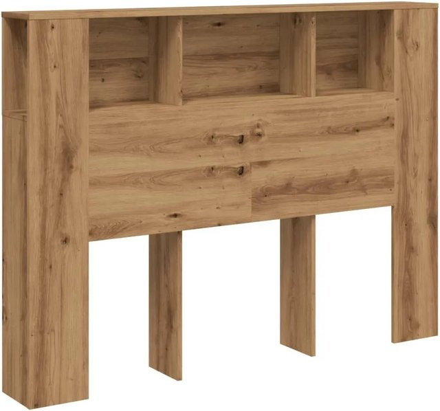 vidaXL Kopfteilschrank Artisan-Eiche in Braun aus Holzwerkstoff mit integriertem Regal, B/T/H: 140 x 18,5 x 102,5 cm - Bild 1