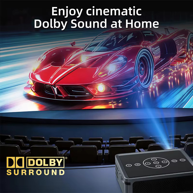 Xnano Smart Heimkino Projektor mit Android 9, 8K Unterstützung, 1080P Auflösung, Dual Wifi, Bluetooth 5.0 und Dolby Audio in Schwarz und Grau - Bild 3