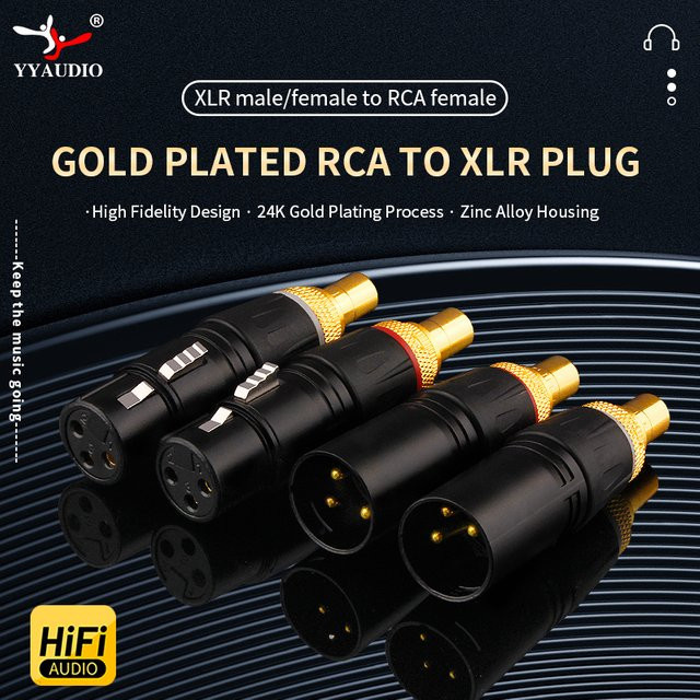 YYAUDIO Vergoldetes XLR 3-poliges Mikrofon-Audiokabel in Schwarz mit männlichen und weiblichen Steckverbindern - Bild 1