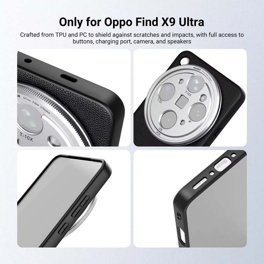 NEEWER Schutzhülle für OPPO FIND X9 ULTRA in Schwarz mit 17mm Objektivhalterung und 67mm Filteradapter aus TPU und PC Leder - Bild 3