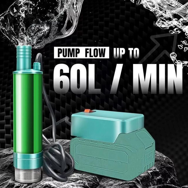 Elektrische Tauchpumpe für Makita Lithium-Akku 24V mit Tankpistole, grüne Wasserpumpe für Bewässerung und Diesel-Öl-Transfer, Fördermenge 40-60L/min - Bild 1
