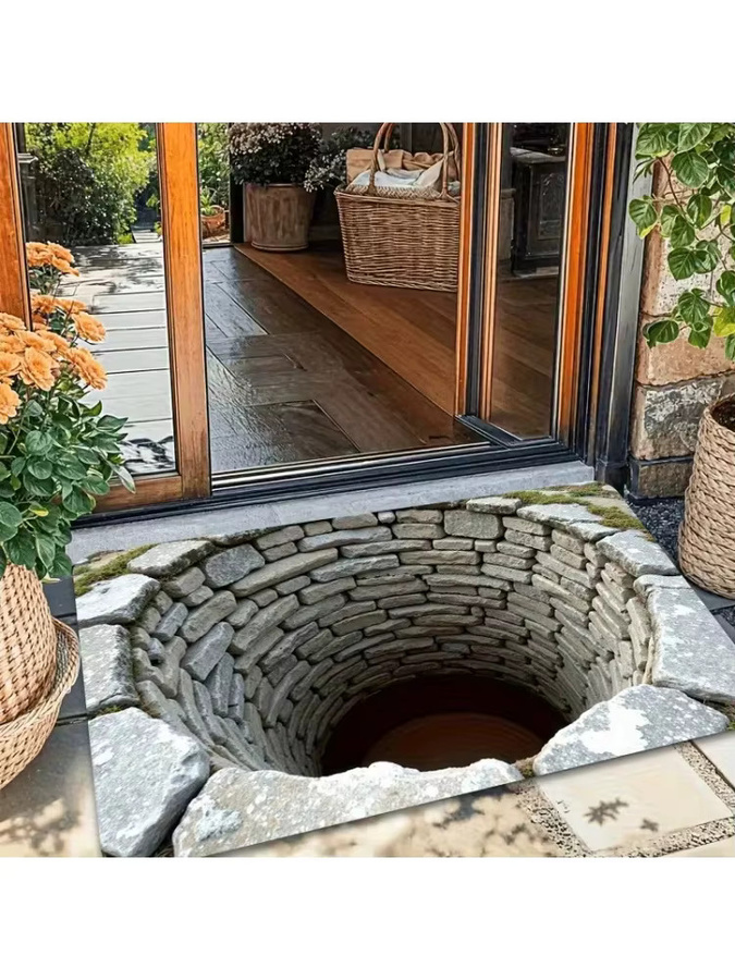 VIKAMA 3D-Optische-Illusion Willkommens-Fußmatte, schmutzabweisend und leicht zu reinigen, rechteckig - Bild 4
