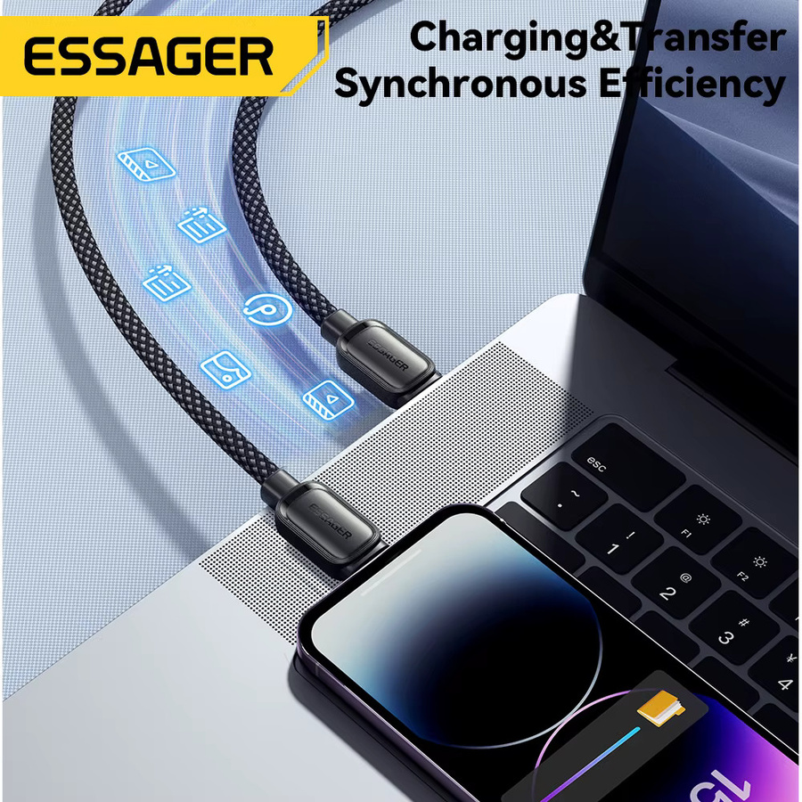 Essager USB-C zu Lightning Magnetisches Schnellladekabel 29W in Schwarz für iPhone, AirPods und iPod Touch - Bild 6